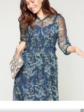 Roller Rabbit Black and Green Long Sleeve midi dress - fairytale garden